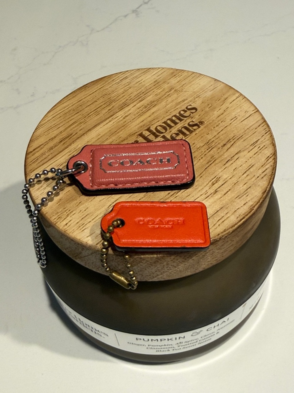 Coach Leather Tag Key & Card Holders in Red and Orange